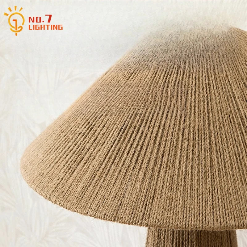 Afralia™ Vintage Handmade Rattan Table Lamp LED E27 for Living Room Bedroom