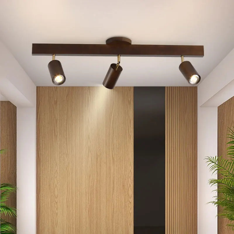 Afralia™ Wood Grain LED Ceiling Chandelier Spotlight for Living Room Bedroom Kitchen Fixture