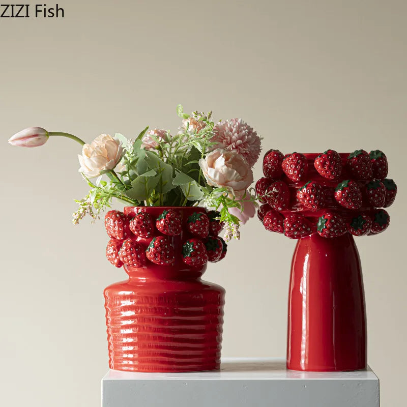 Afralia™ Strawberry Flower Pot: Cute Geometry Vase for Hydroponics Terrarium and Floral Arrangements