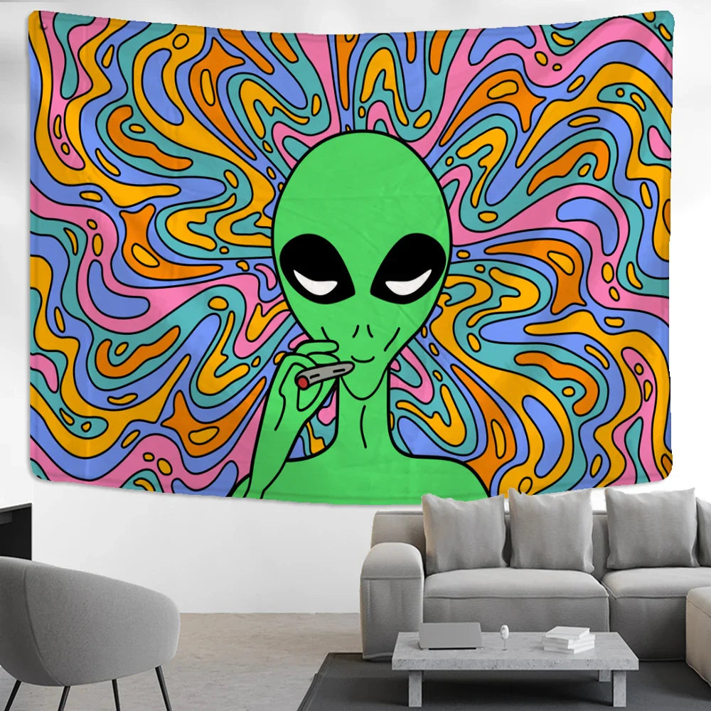 Afralia™ Psychedelic Alien Tapestry Wall Hanging Abstract Hippie Boho Dorm Home Decor