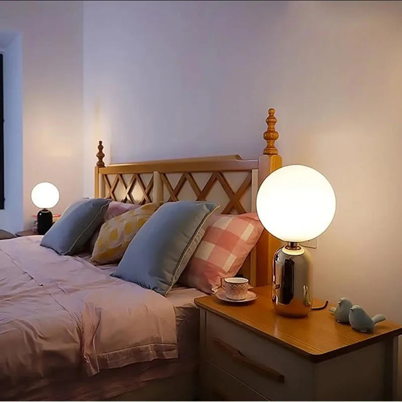 Nordic Glass LED Table Lamp by Afralia™ - Modern Living Room Decor and Study Lighting