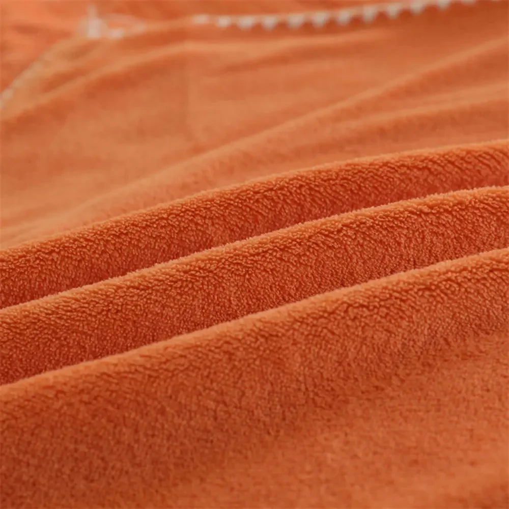 Afralia™ Orange Solid 3D Soft Print Flannel Coral Fleece Double-side Blanket