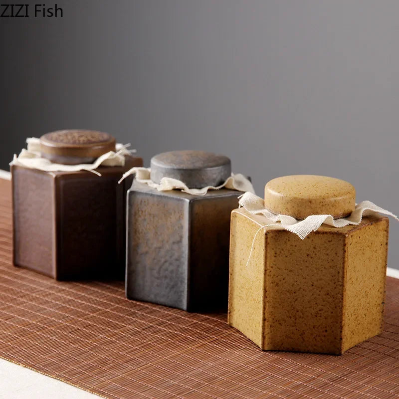 Afralia™ Ceramic Tea Canister Storage Jar Set