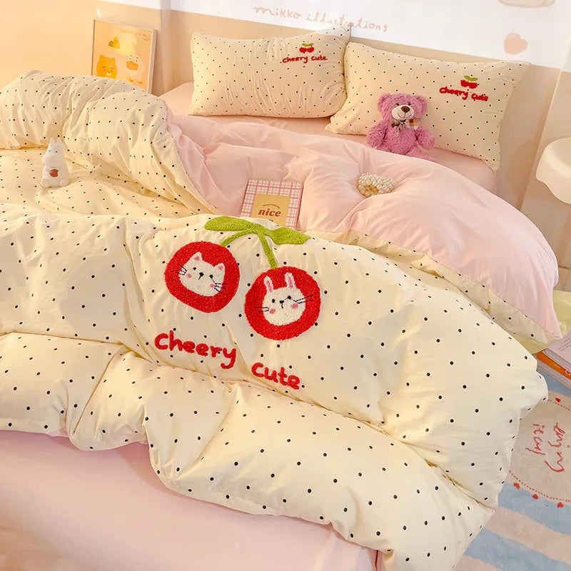 Afralia™ Cloud Cotton Cartoon Bedding Set - Soft, Skin-Friendly, All Seasons