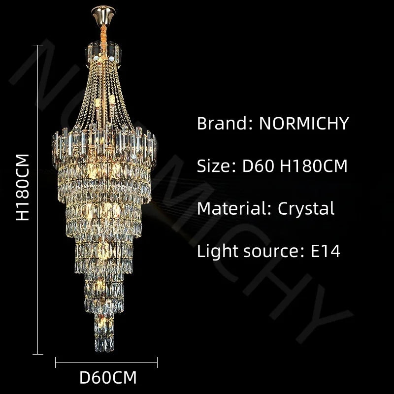 Afralia™ Crystal Chandelier Staircase Light LED Luxury Decoration