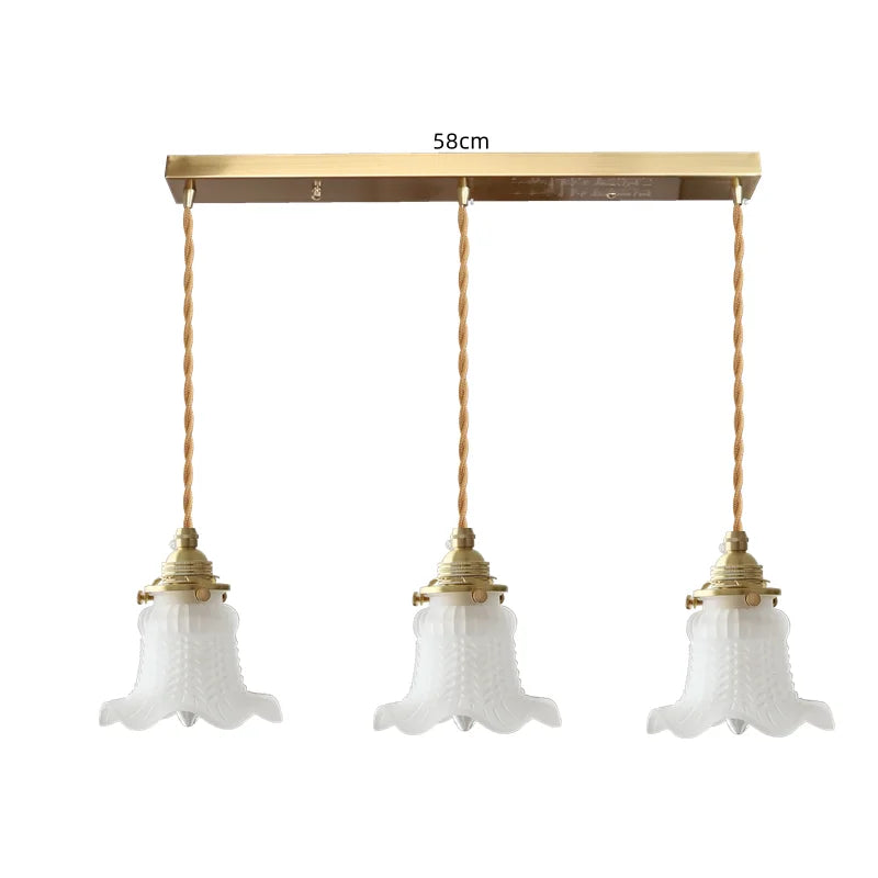 Afralia™ White Glass Copper LED Hanging Lamp Pendant Light Fixtures - Nordic Modern Style