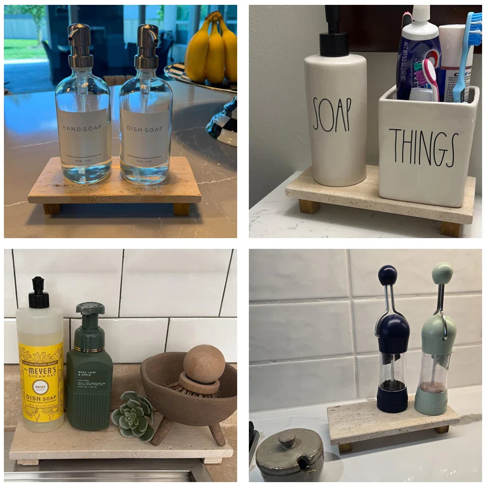 Afralia™ Travertine Footed Tray for Kitchen Sink