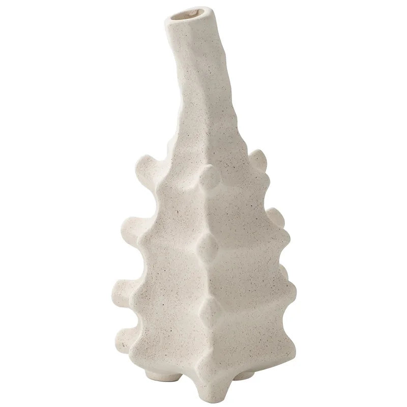 Afralia™ Ceramic Vase with Irregular Geometry and Skeletal Lines for Home Decor