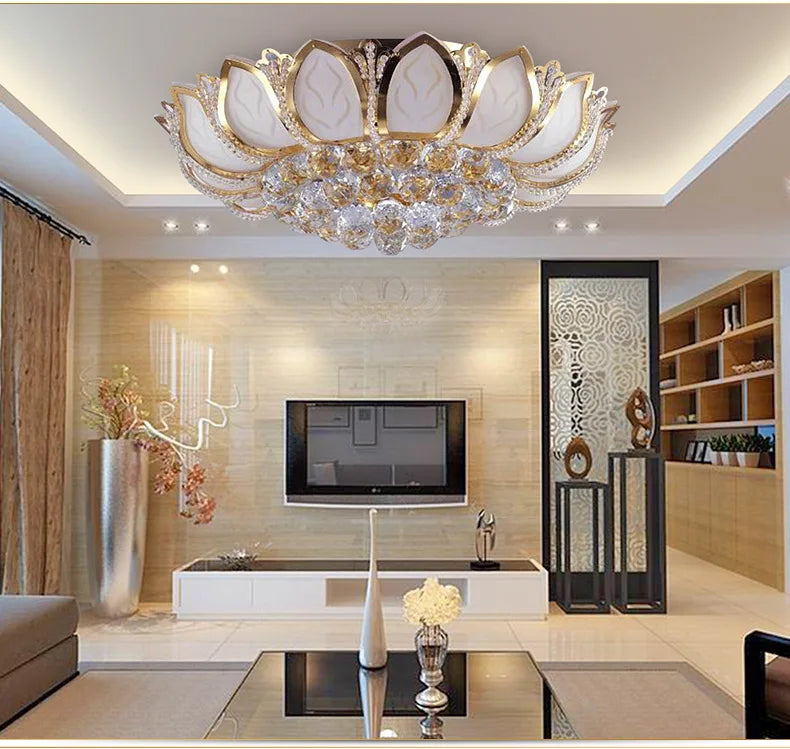 Afralia™ Crystal Ceiling Lights Golden K9 Luxury Lamps