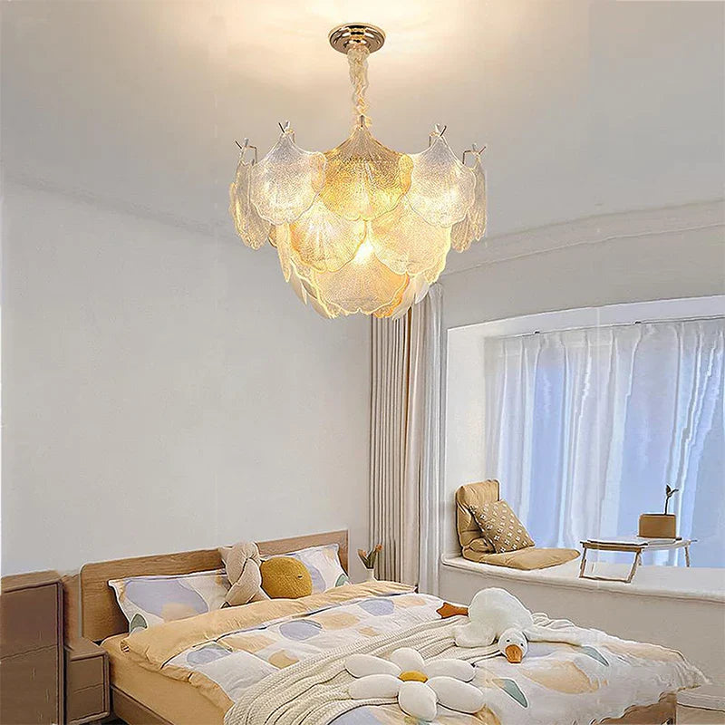 Afralia™ LED Dimmable Shell Ceiling Chandelier - Modern Round Hanging Lamp