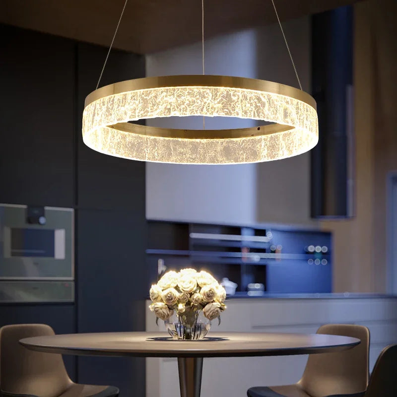 Afralia™ Modern Luxury Round Resin Chandelier LED Ceiling Lamp for Home Indoor Lighting