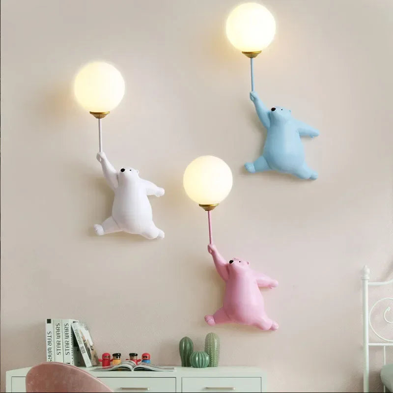 Afralia™ Polar Bear LED Sconce: Creative Wall Lighting for Family Theme Hotel Kid Children Bedroom