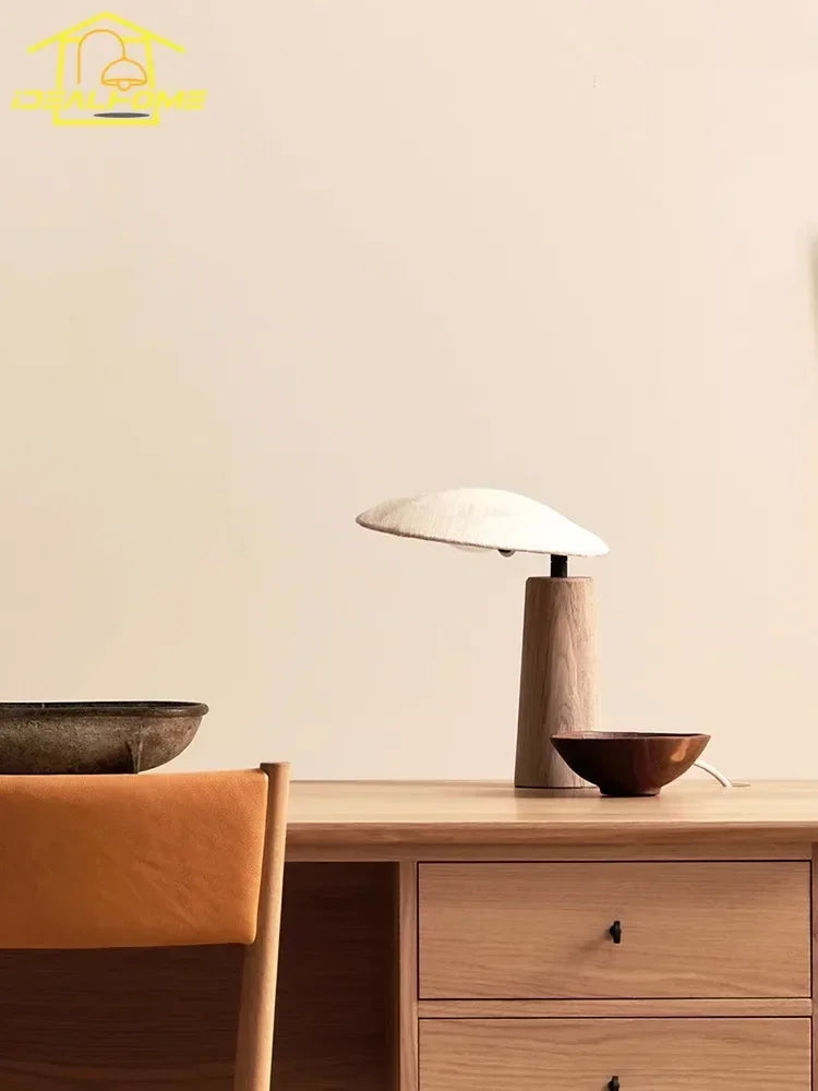 Afralia™ Wooden Desk LED Lamp Wabi-sabi Zen Art Decor Living Room Bedroom Study