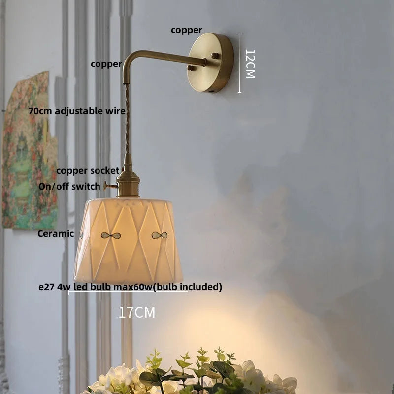 Afralia™ Vintage LED Wall Lights Walnut Wood Pull Chain Switch Mirror Light