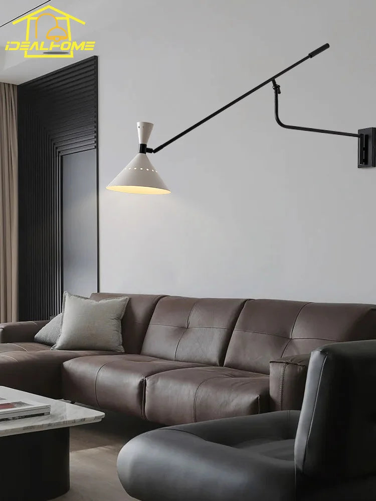 Afralia™ Swing Arm LED Wall Lamp Adjustable Designer Art Decor Living Room