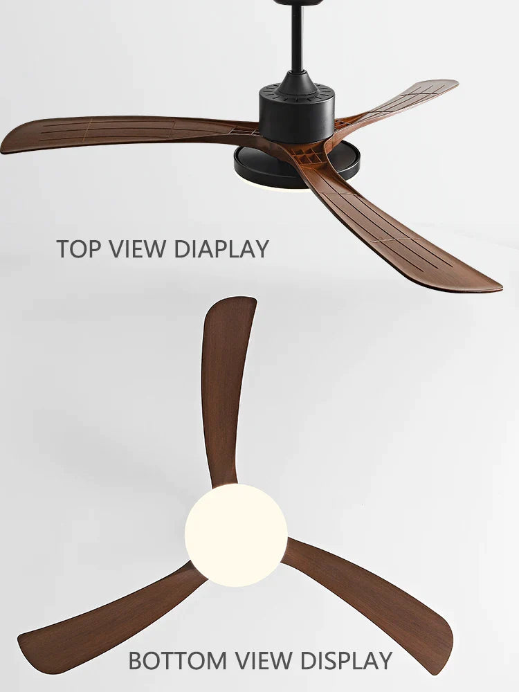 Afralia™ Modern DC Ceiling Fan Light with Remote Control, Black Plastic Leaves, 46 Inch