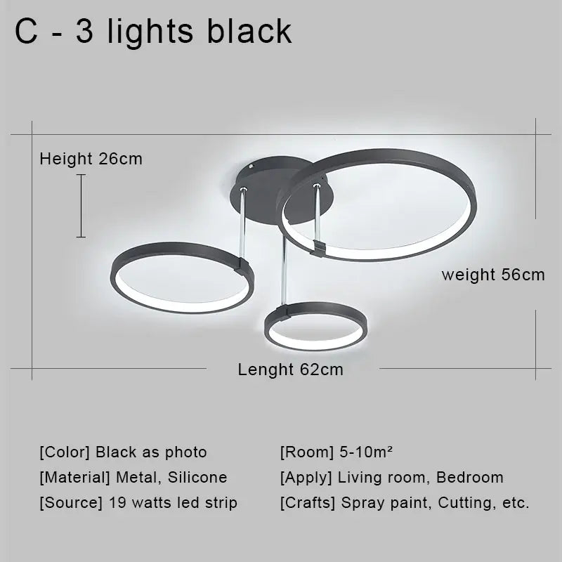 Afralia™ LED Ceiling Chandelier Remote Control Living Room Bedroom Kitchen Lamp White