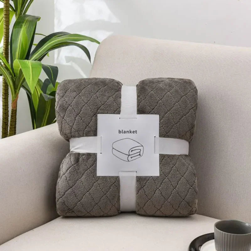 Afralia™ Plush Diamond Jacquard Blanket: Warm & Cozy Sofa Cover for Queen King