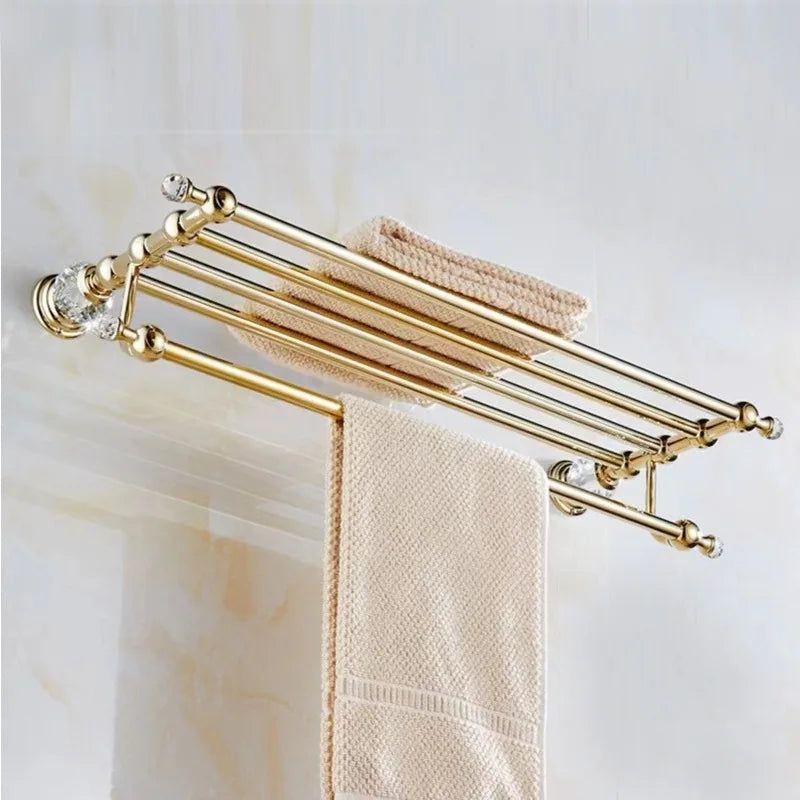 Afralia™ Crystal Bathroom Towel Rack: European Style Hardware Bath Organizer