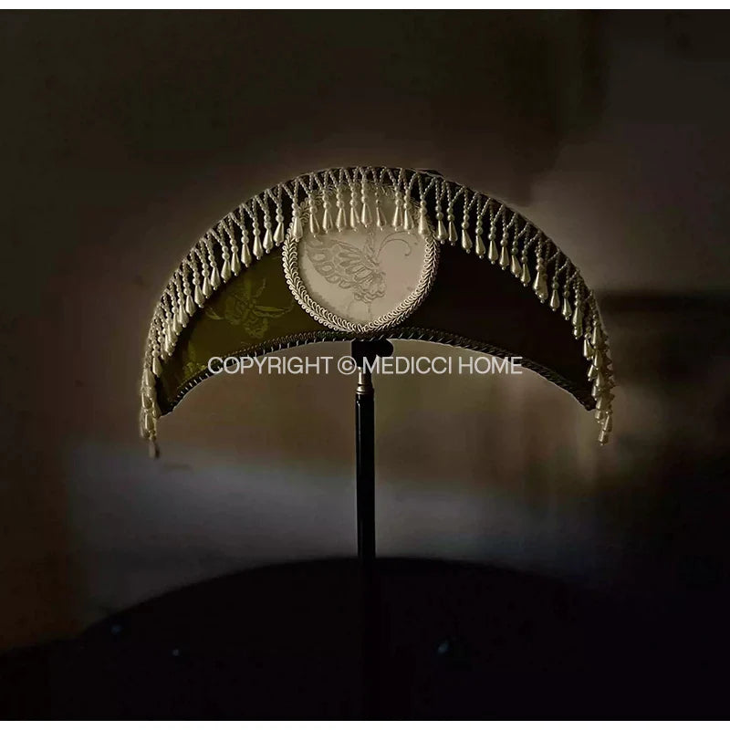 Afralia™ Crescent Moon Lampshade with Tassels - Victorian Style Medieval Desk Light Cover