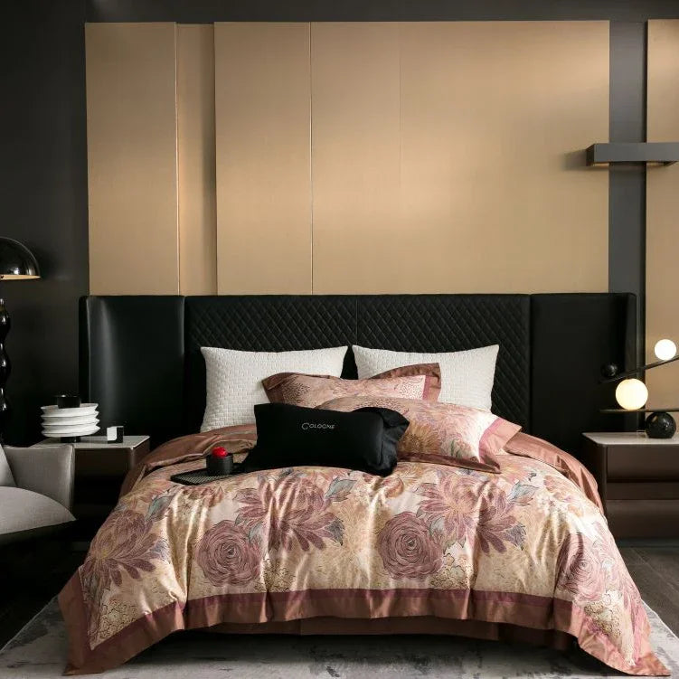 Afralia™ Egyptian Cotton Luxury Bed Linens Queen King Ru Size Bedding Set