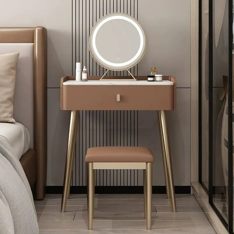 Afralia™ Modern Mirrored Dressing Table Luxury Organizer for Professional Women's Bedroom