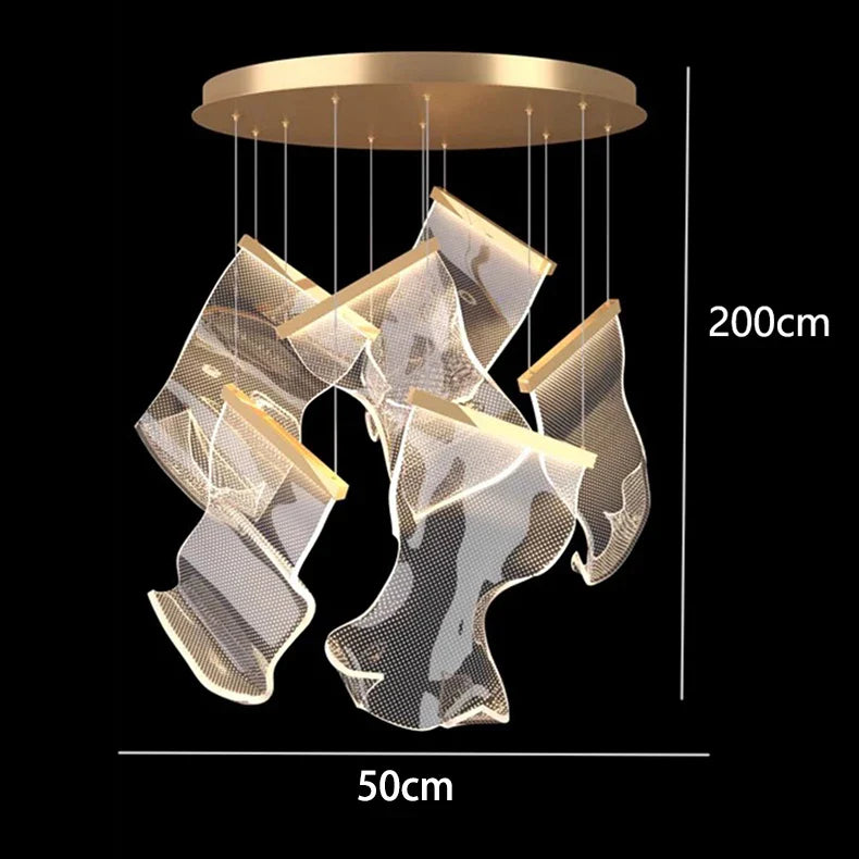 Afralia™ Crystal Chandelier Stair Pendant Living Room Lighting Modern Interior Pendant Lights