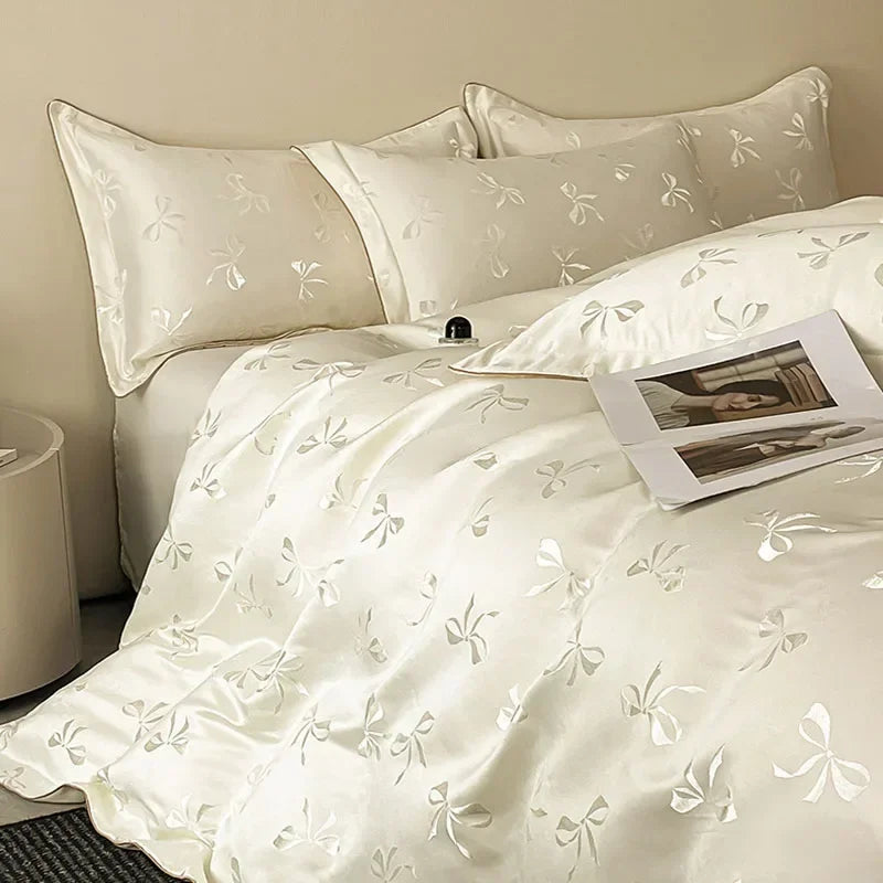 Afralia™ Faux Silk Jacquard Bedding Set: High-End Comforter Cover, Soft Bed Set