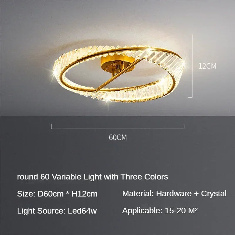 Afralia™ Crystal Ring Ceiling Lamp - Modern Luxury LED Chandelier for Master Bedroom & Living Room