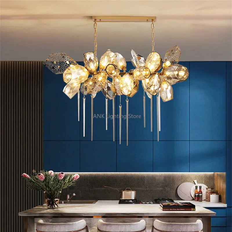 Afralia™ Modern Luxury LED Stainless Steel Crystal Chandelier Pendant Lights for Living Room and Bedroom