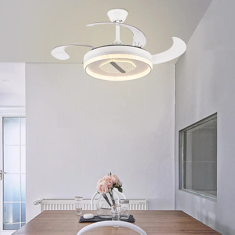 Afralia™ Smart LED Ceiling Fan Light with Remote Control Silent Design