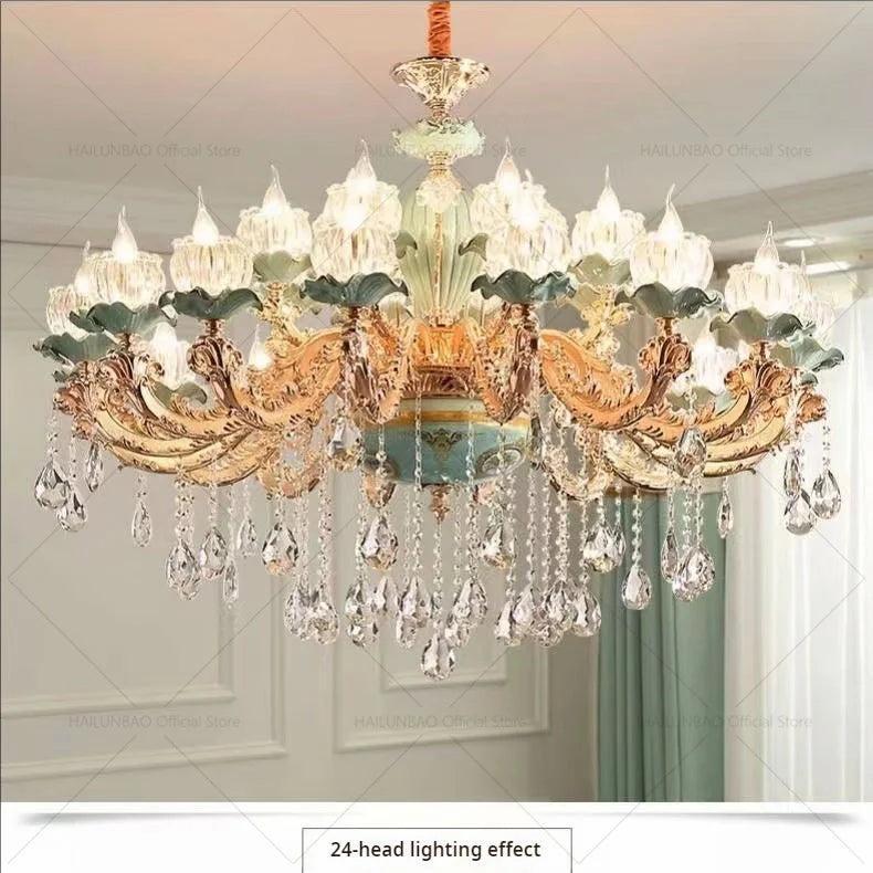 Afralia™ European Crystal Chandelier Living Room Bedroom Lamp High-Grade Villa Duplex Large
