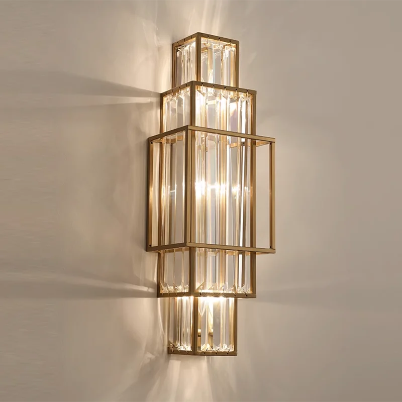 Afralia™ Modern Glass Crystal Wall Lamp Geometric Indoor LED Lighting