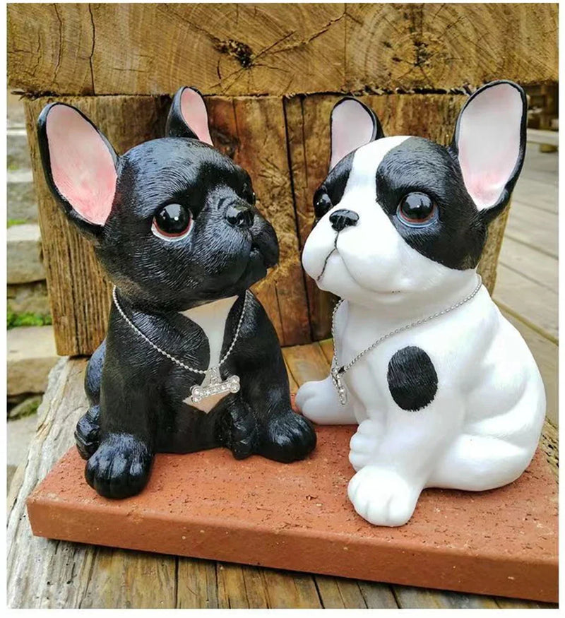 Afralia™ Resin Bulldog Ornament: Super Cute Big-Eyed Puppy Statue for Garden Decor