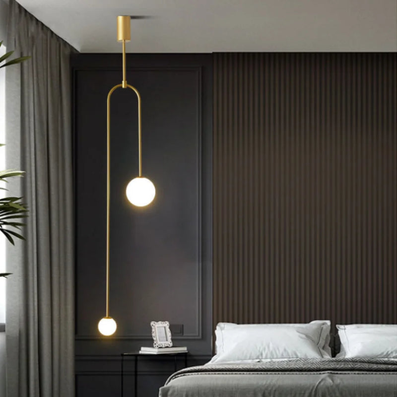 Afralia™ Double Head Glass Ball Pendant Lights for Hotel Bedroom and Bathroom