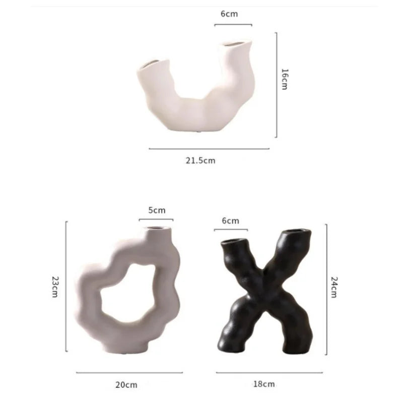 Afralia™ Geometric Ceramic Flower Vase for Stylish Home Decor & Flower Arrangement