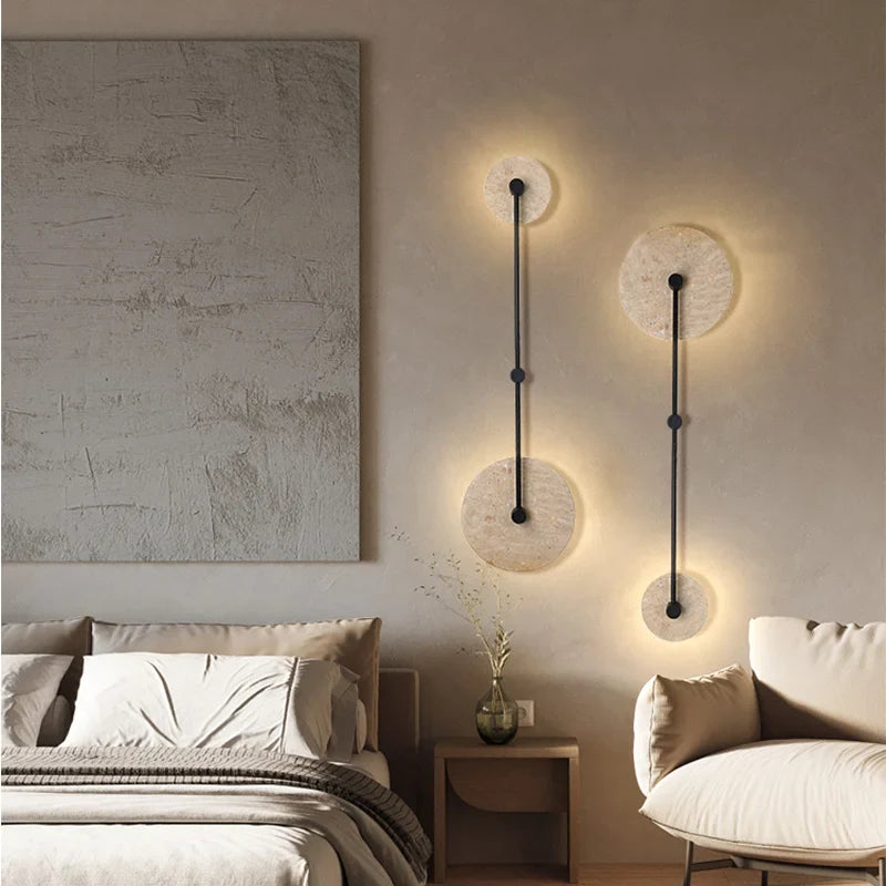 Afralia™ Natural Stone Round Wall Lamp Decor | LED Sconce for Bedrooms & Home Décor