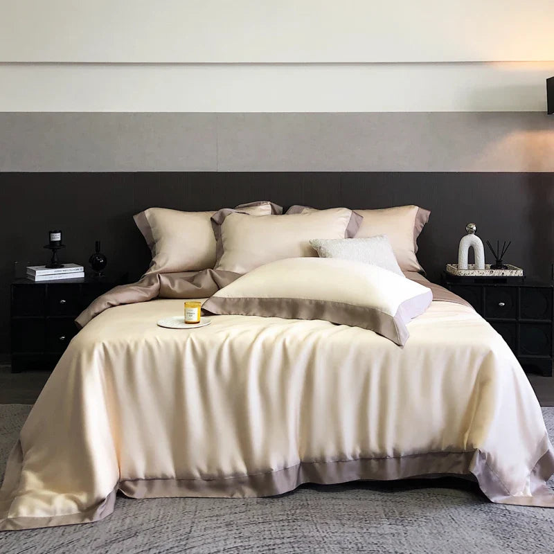 Afralia™ 600TC Lyocell Eucalyptus Fiber Bedding Set: Duvet Cover, Bed Sheet, Pillowcases