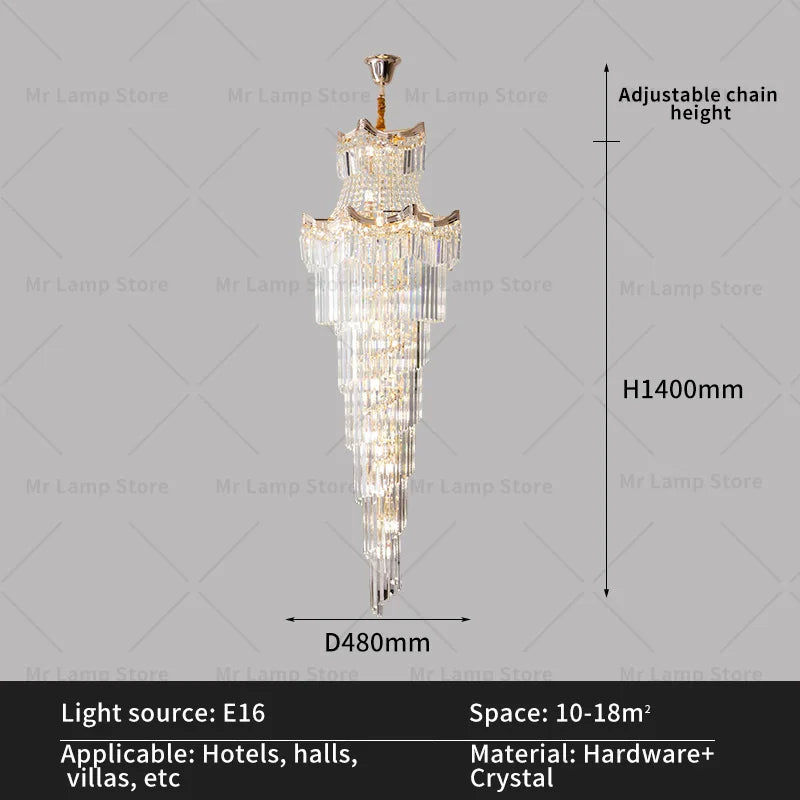 Afralia™ Crystal Stair Chandelier: Modern Duplex Villa Light Luxury for Elegant Living Rooms
