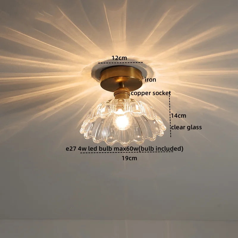 Afralia™ Modern Glass Copper LED Ceiling Light Chandelier for Home, Living Room, Kitchen