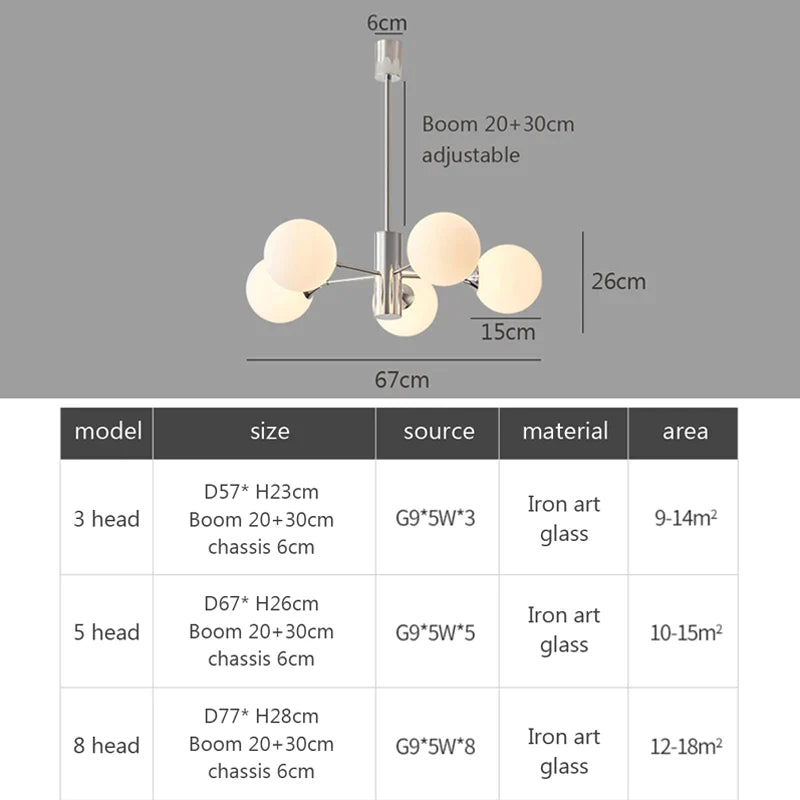 Afralia™ Glass Ball LED Ceiling Chandelier for Home Decor & Lighting