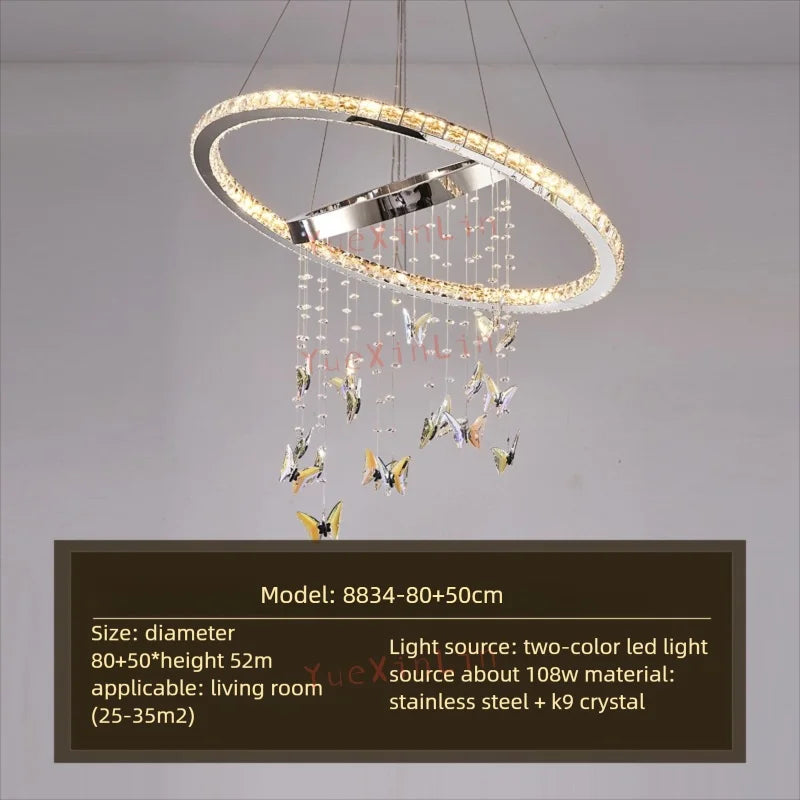 Afralia™ Butterfly Crystal Pendant Chandelier: Modern Luxury for Living, Dining, Bedroom, and Bar