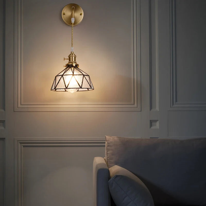 Afralia™ Copper Glass LED Wall Light for Modern Nordic Living Room Bedroom