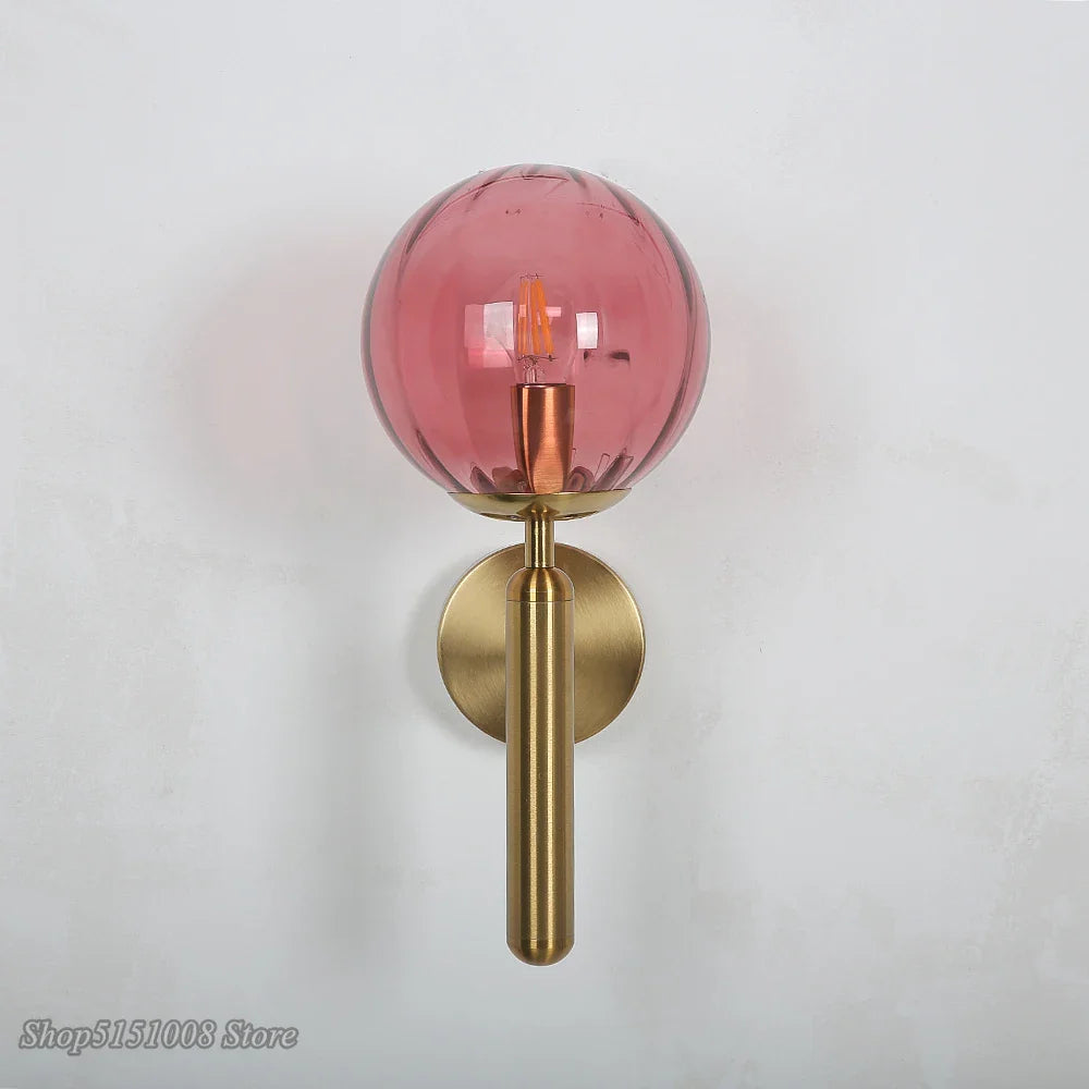 Afralia™ Glass Ball LED Wall Lamp Modern Bedroom Beside Light Fixture
