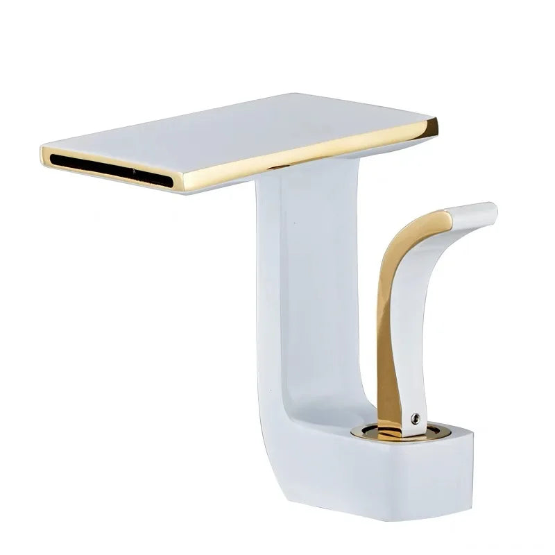 Afralia™ Gold & Black Brass Bathroom Basin Faucet Cold Hot Water Mixer Sink Tap