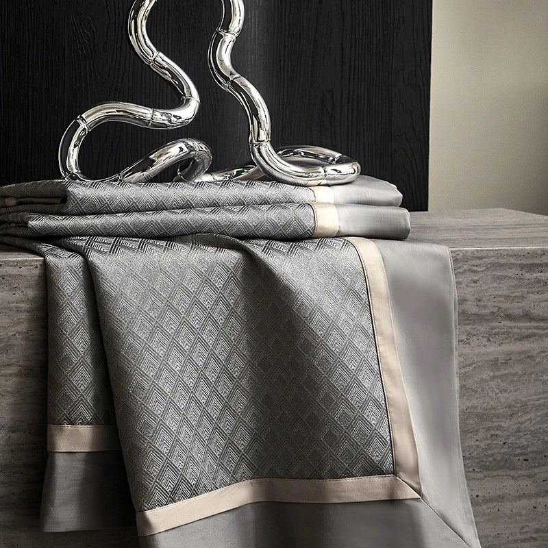 Afralia™ Luxury Yarn-dyed Jacquard Bedding Set: Duvet, Sheet, Pillowcases