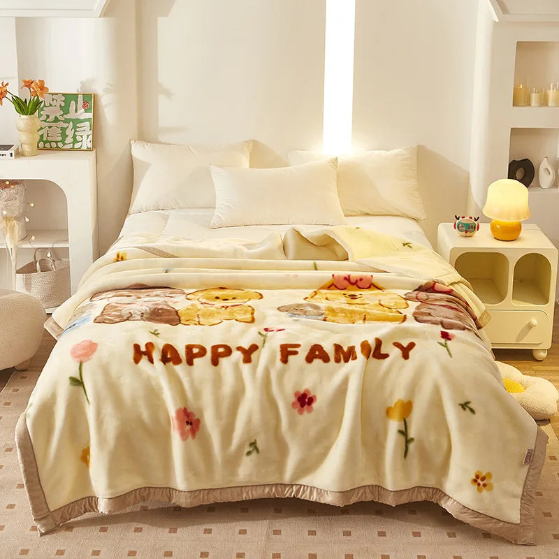 Afralia™ Double Layer Raschel Blankets: Soft Faux Fur Mink Throw for Beds