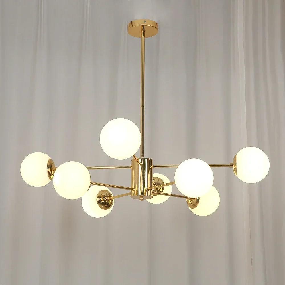 Afralia™ Adjustable Ball Glass Lustre Chandelier for Living, Dining, Bedroom Lighting