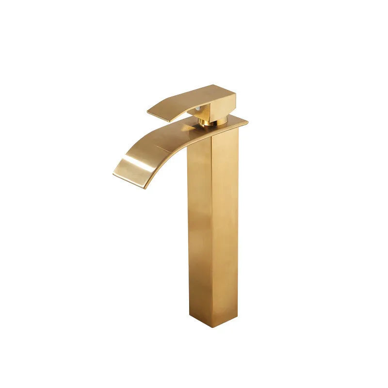 Afralia™ Gold Bathroom Faucet: Brass Rose Gold Basin Waterfall Mixer Tap