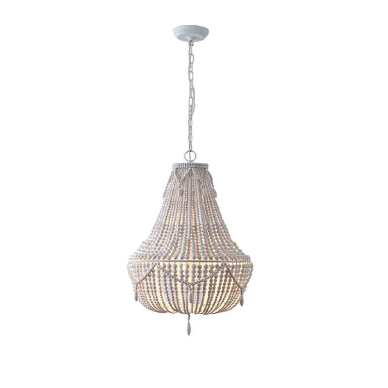 Afralia™ Bohemian Wood Bead Chandelier & LED Ceiling Light Fixture